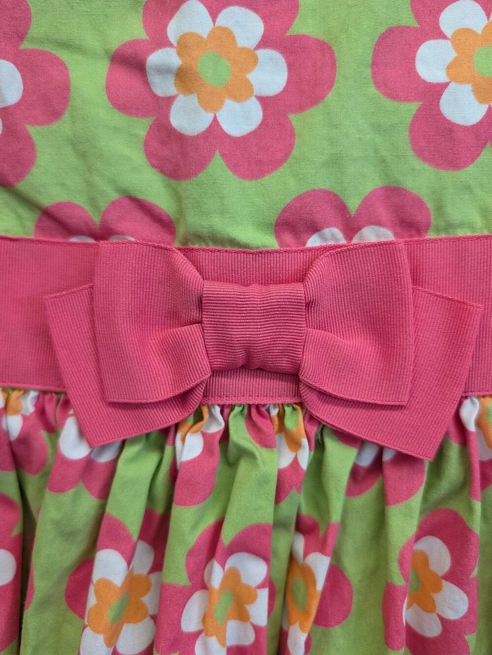 Gymboree Toddler Girl Green Pink Floral Print Short Sleeve Dress 2T